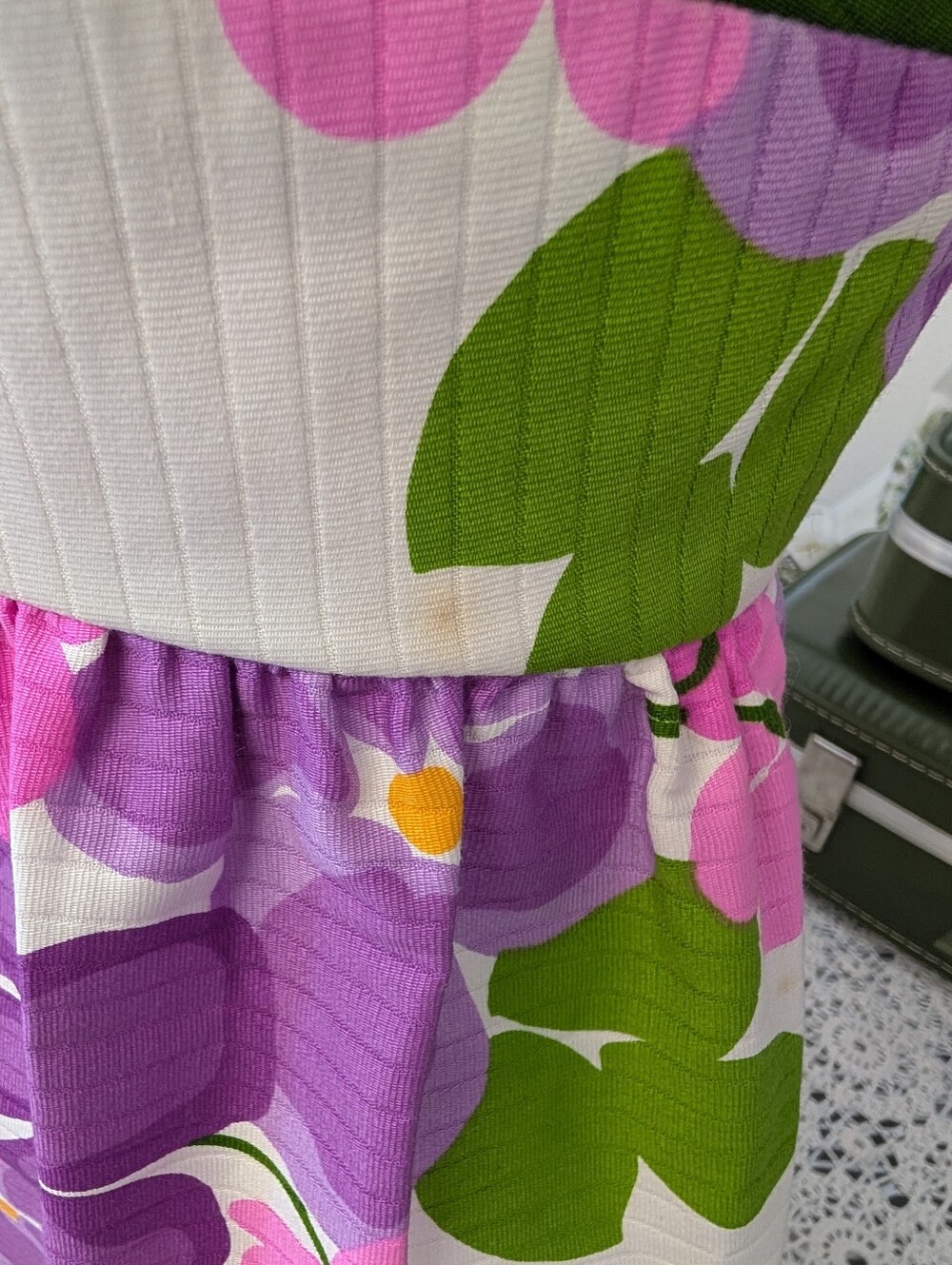Vintage Dress Malia Of Honolulu Bright Floral Halter Sundress  Pink, Purple 1970 - Picture 8 of 9